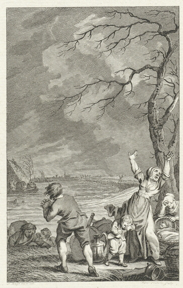 7. Flooding of the Rhine dyke in Gelderland, 1770, Reinier Vinkeles (I), based on Jacobus Buys, 1789, etching and engraving