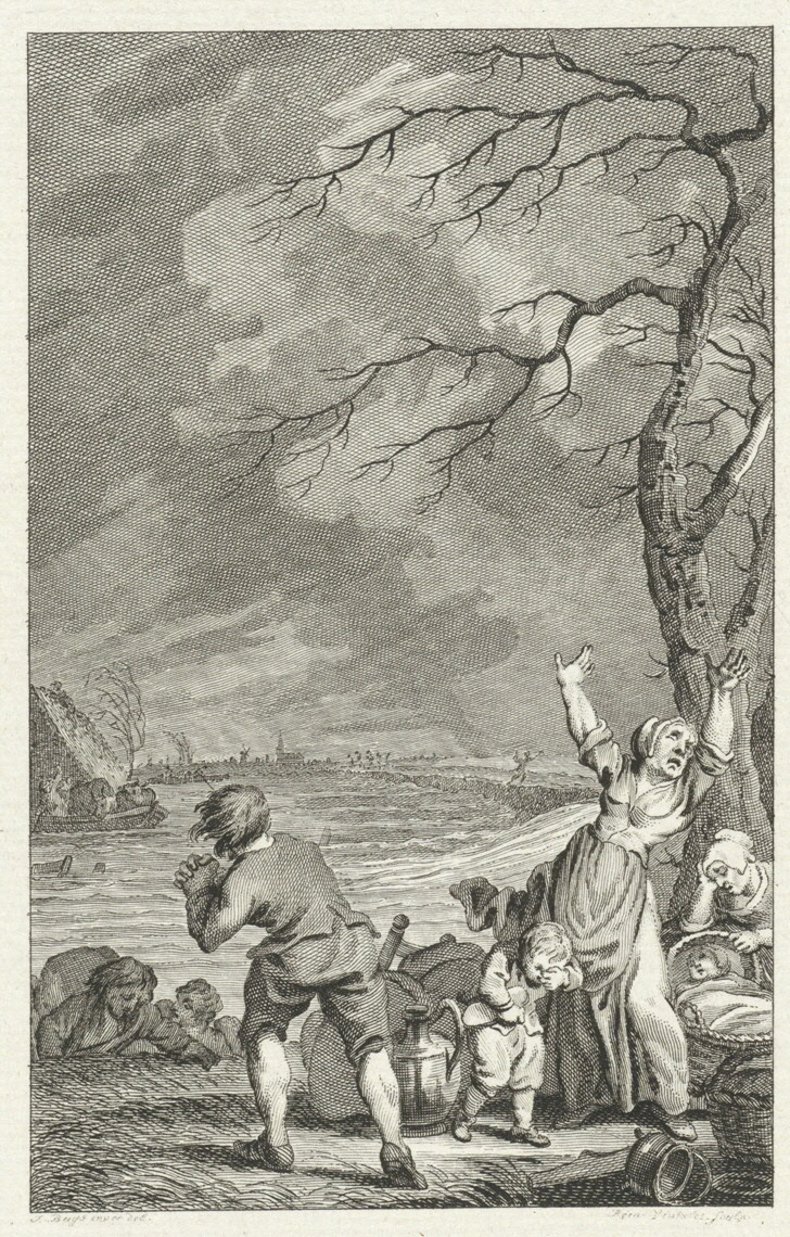 7. Overstroming van de Rijndijk in Gelderland, 1770, Reinier Vinkeles (I), naar Jacobus Buys, 1789, ets en gravure