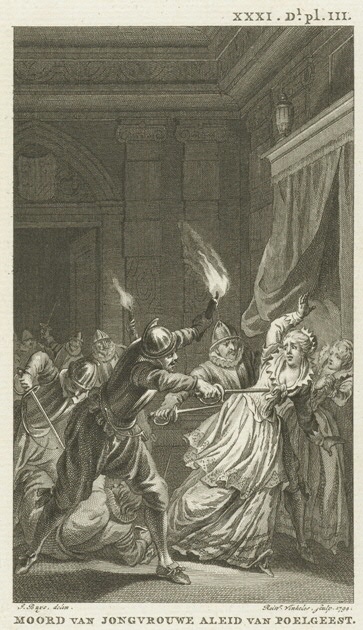 8. The murder of Aleid van Poelgeest, 1392, Reinier Vinkeles (I), based on Jacobus Buys, 1794, etching
