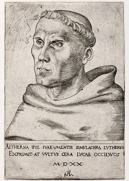 Engraved portrait of Luther, by Lucas Cranach the Elder