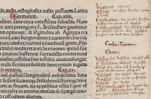 Annotations in the margins of Plinius' text about Germania