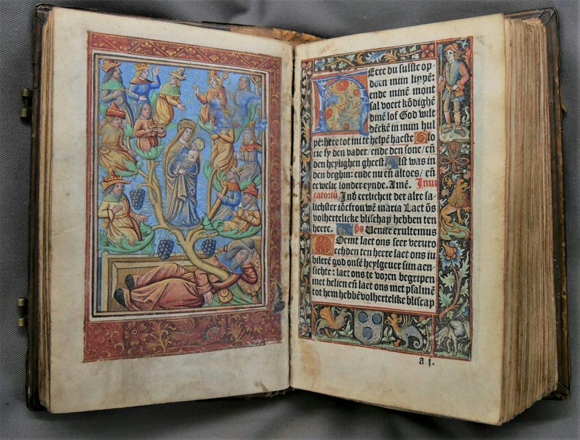 Inc. 96. Hand-coloured metalcuts in a book of hours printed by Johannes Higman in Paris