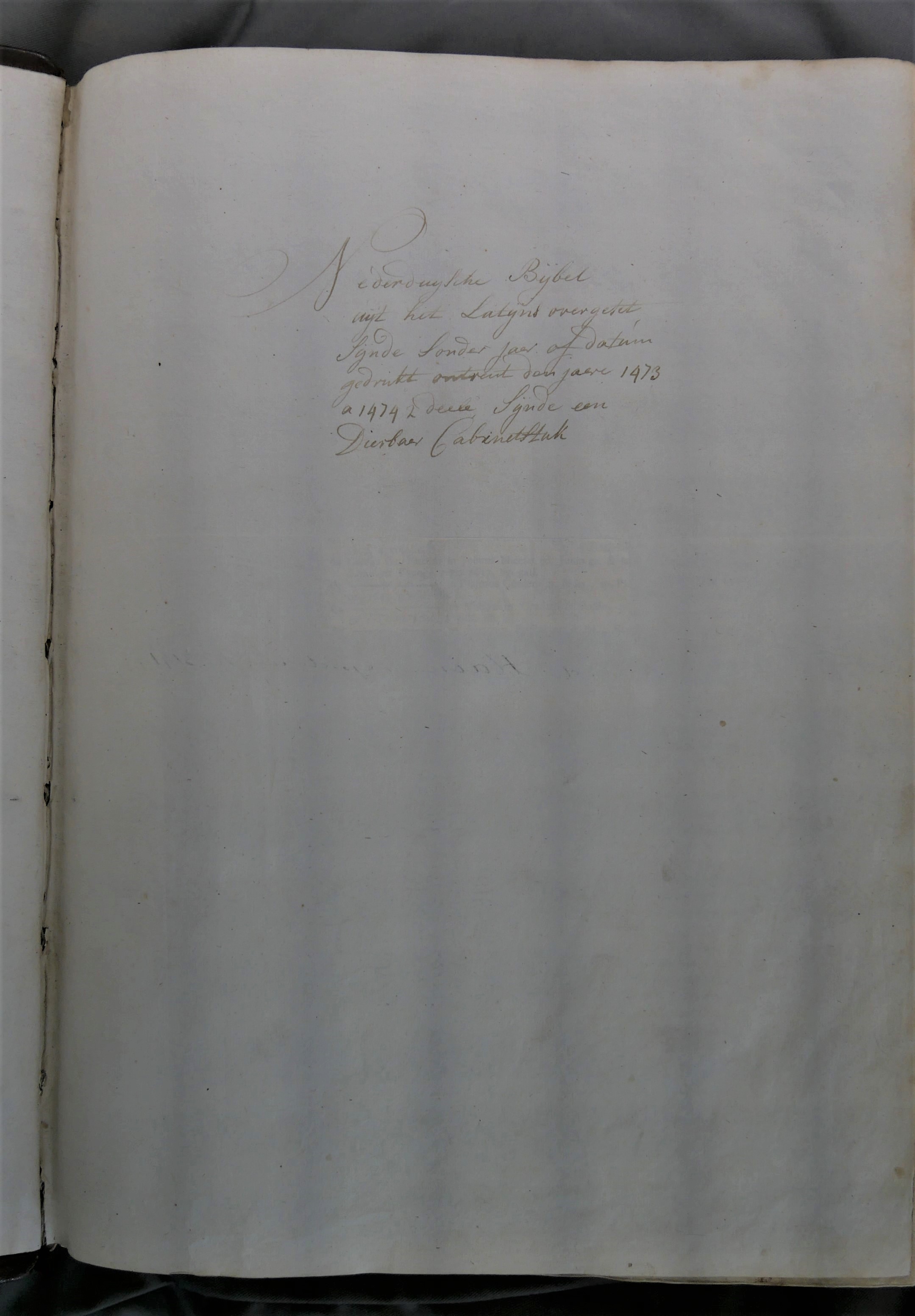 Inc. 46. Inscription describing the book as a ‘Dierbaer Cabinetstuk’