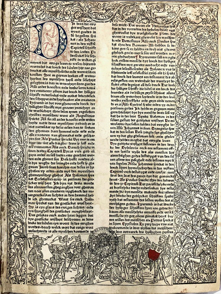 Eerste bladzij in de Keulse Bijbel uit 1478. UBG INC 46