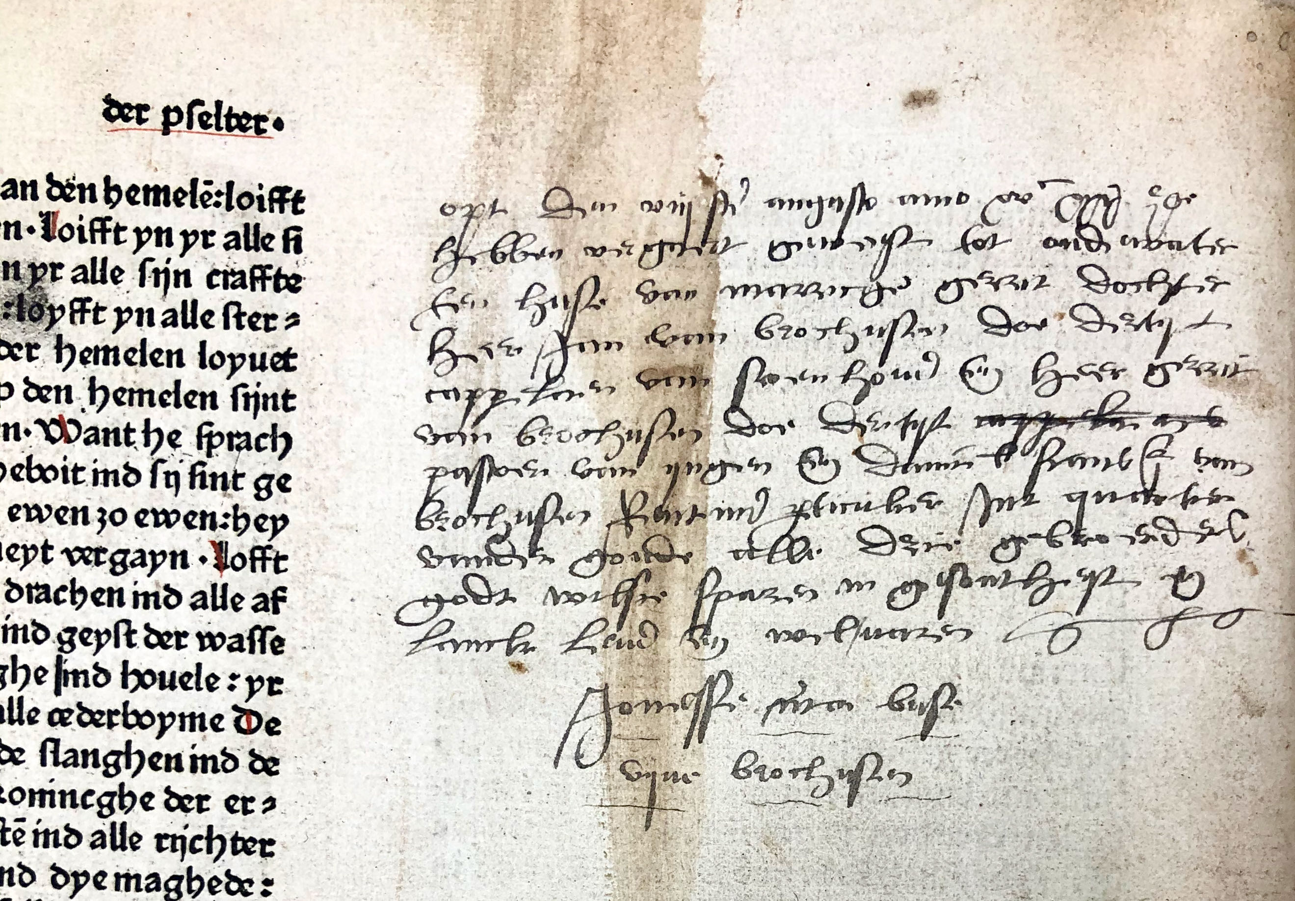 Cologne Bible, 1478. Handwritten note added on fol. 269v. UBG INC 46