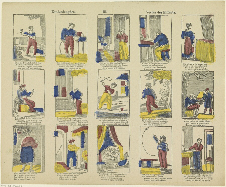 3b. Prent van vóór 1830: ‘Kinderdeugden. Vertues des Enfants’ (uklu 05-20-036)3b. Pre-1830 Print: ‘Children’s Virtues. Vertues des Enfants’ (uklu 05-20-036)