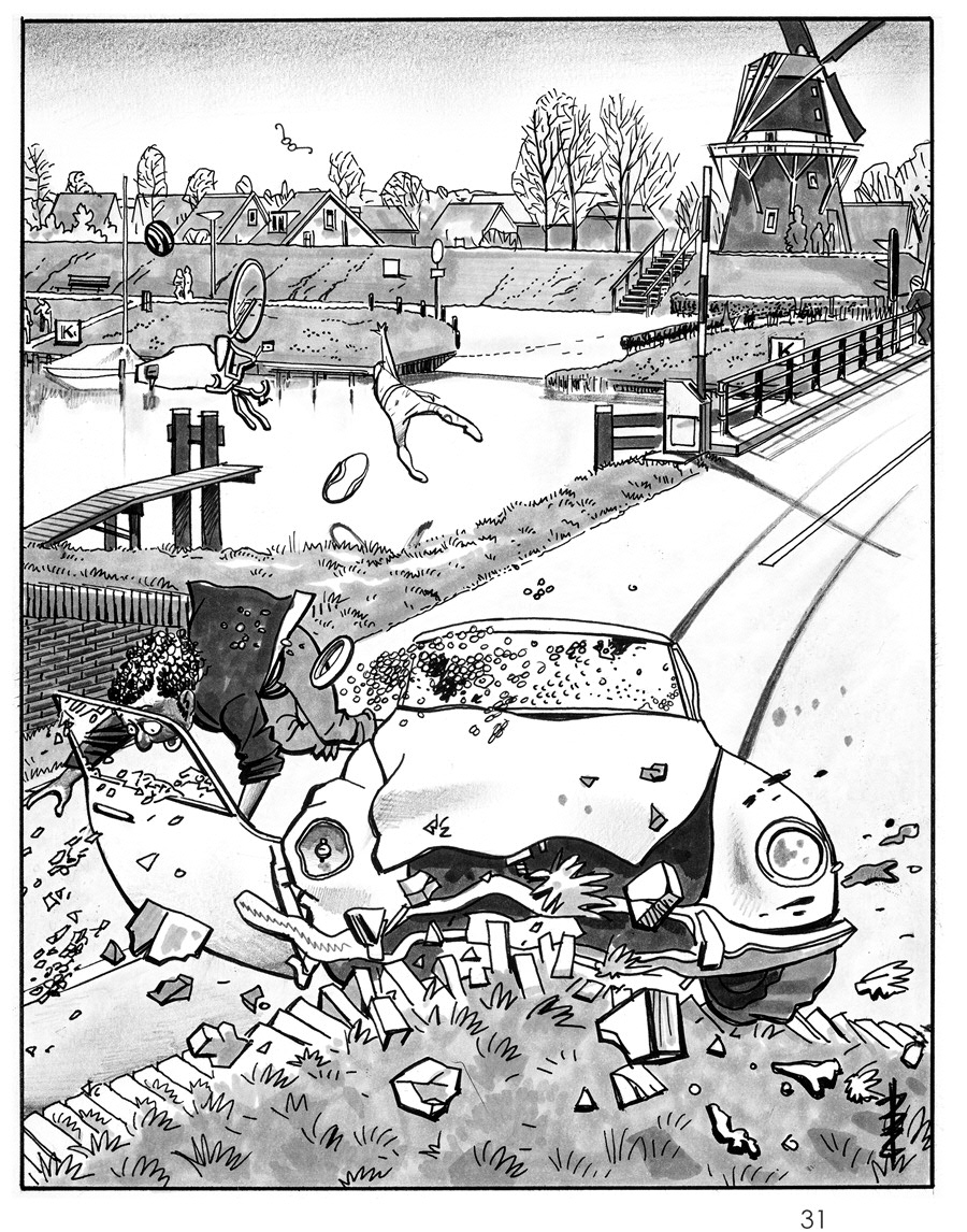 31. Het ongeluk op de brug bij Garnwerd, perspectief Mussengang