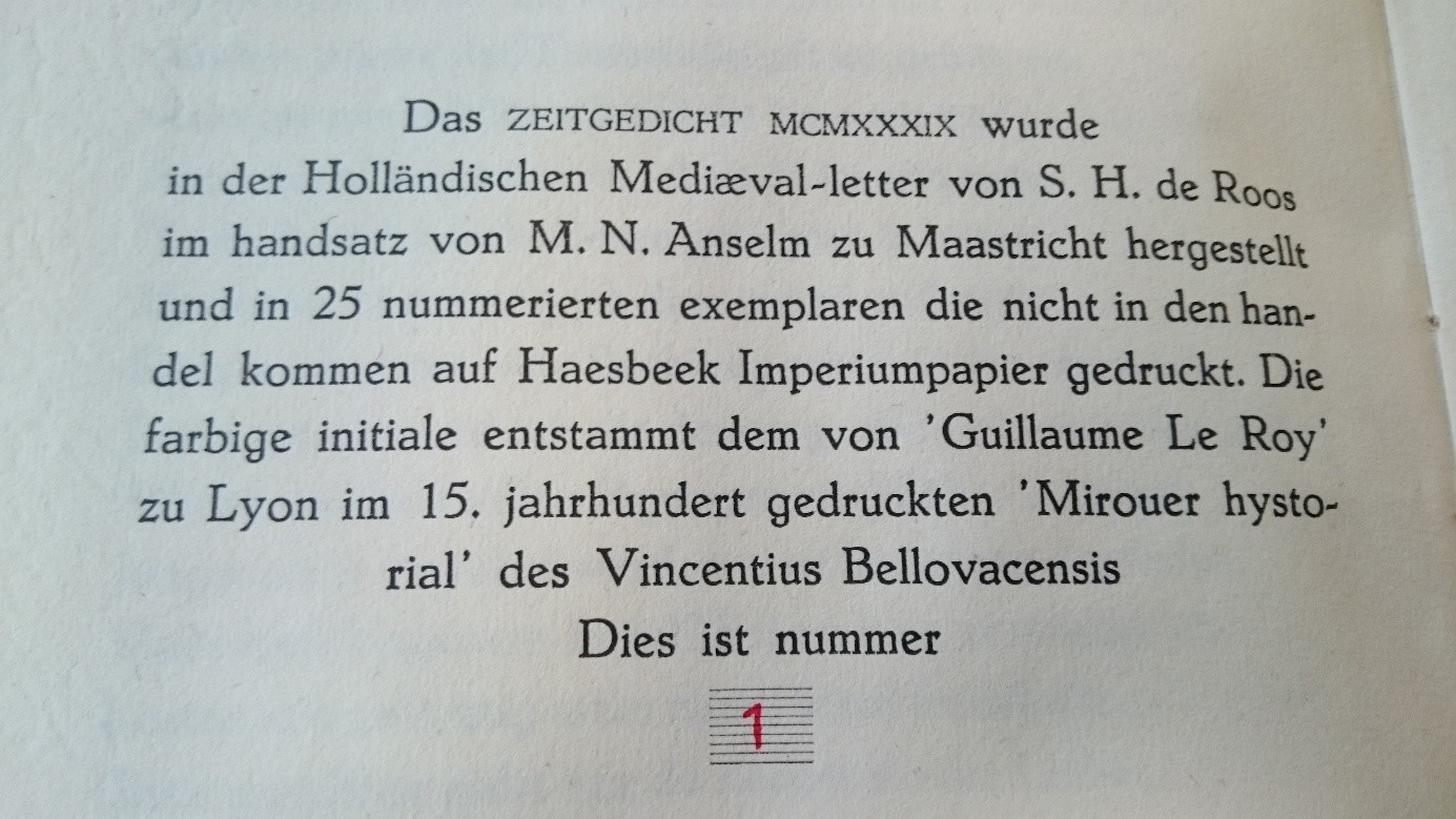 Zeitgedicht MCMXXXIX