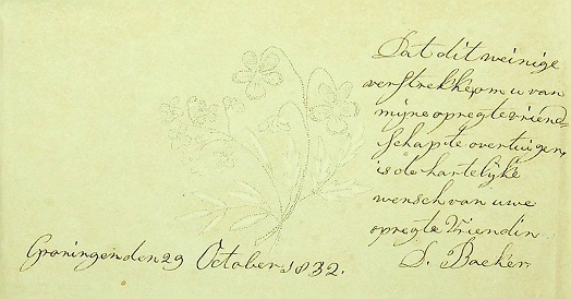 Album Amicorum with inscription by D. Backer (UBG uklu HANDS 214 T)