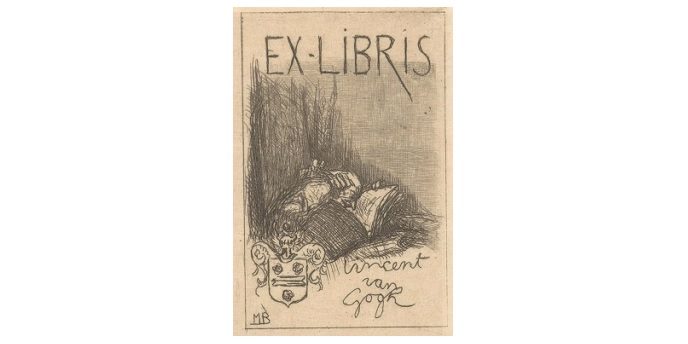 Ex libris voor Vincent van Gogh, Marius Bauer, 1877 - 1904, ets, bron: Rijksmuseum