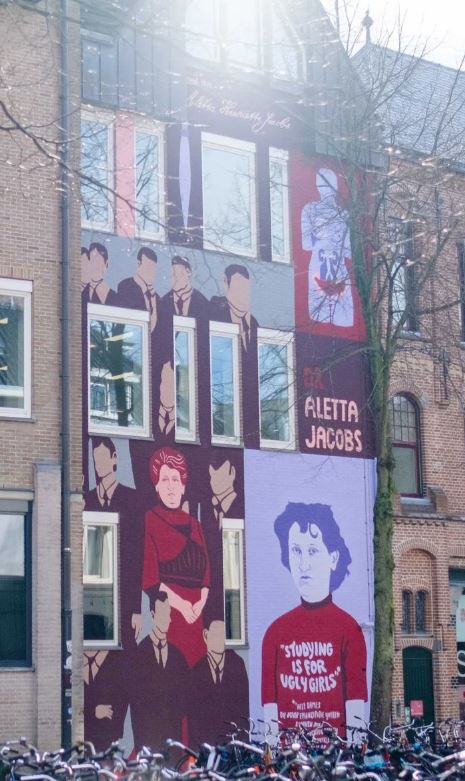 Muurschildering Aletta JacobsVAAF (Lotte Masker, Jonna Bo Lammers)  