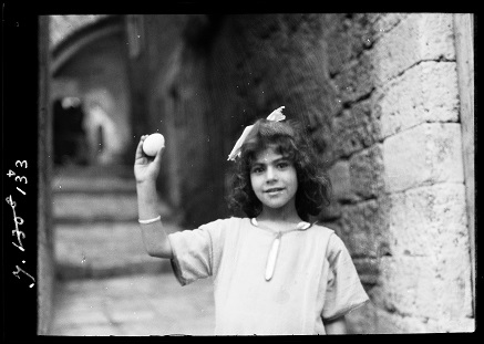 A young Palestinian Orthodox girl celebrating Easter, Jaffa 1921-23