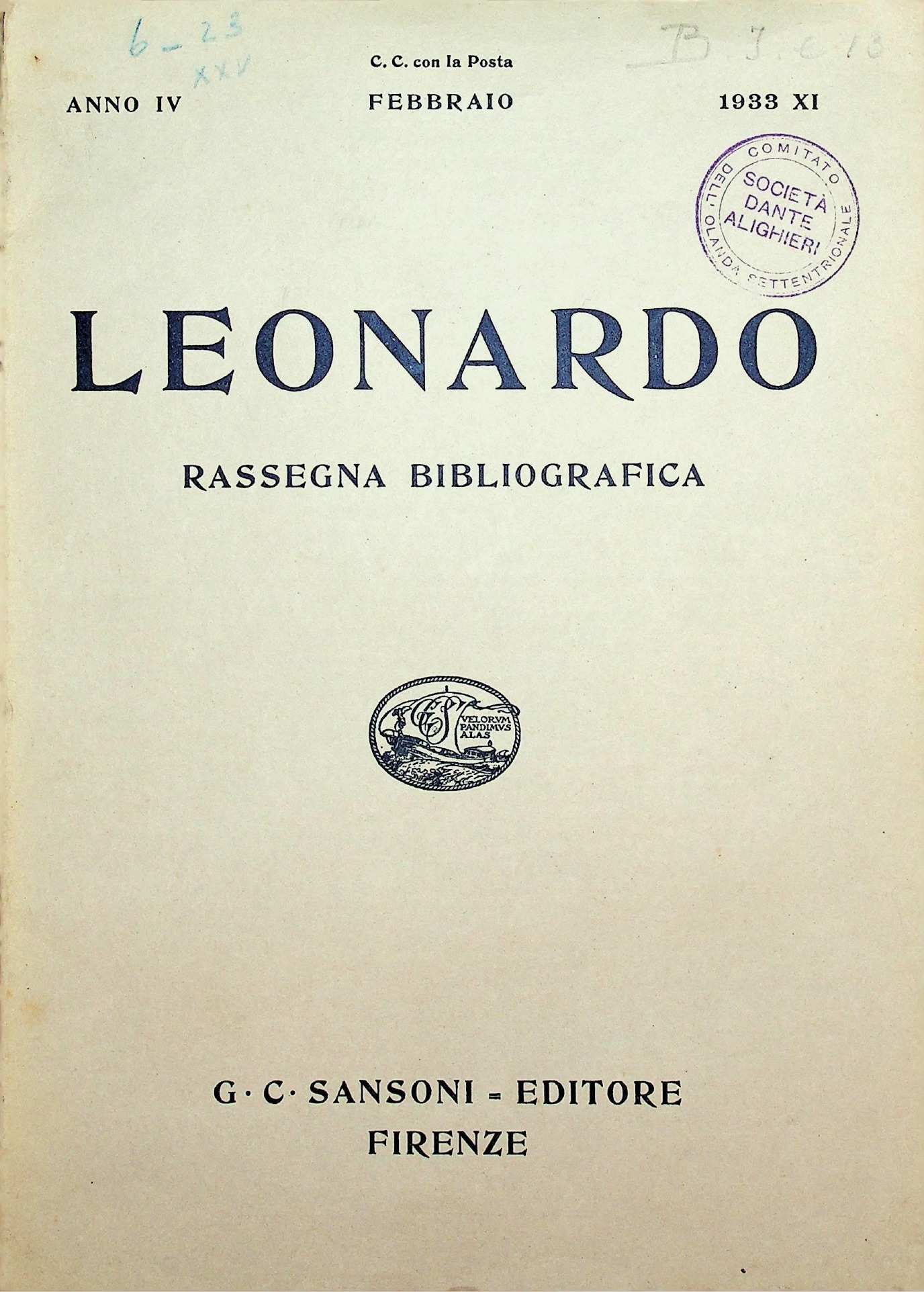 Front Covers of some of the periodicals and magazines held at the Bibliotheca Italiana with the stamp of La Dante.