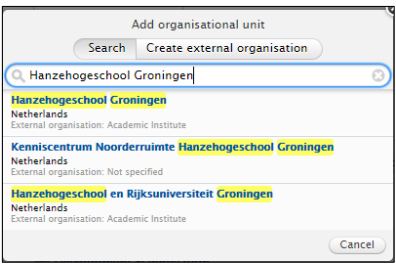 voeg organisational unit toe