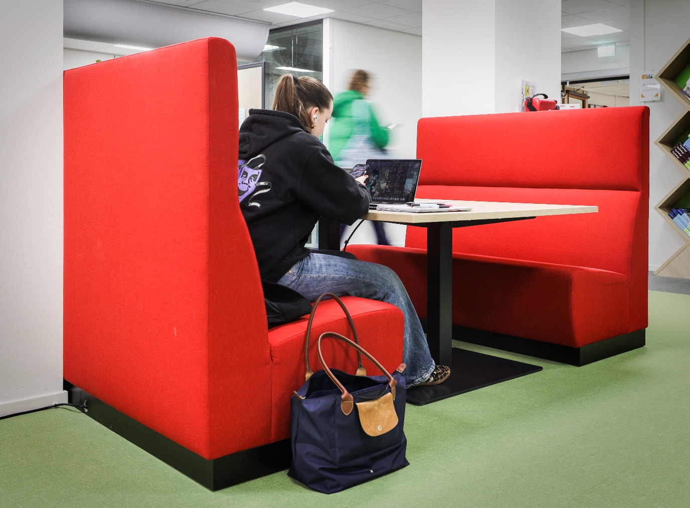Red benches