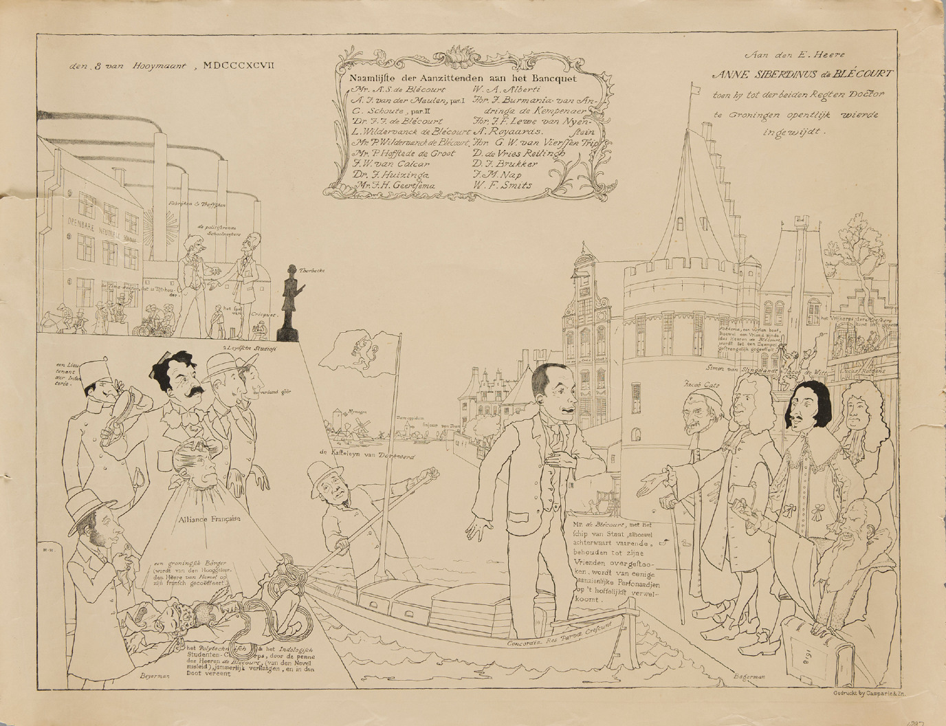 Promotion plate A.S. de Blécourt by Johan Huizinga, 1897