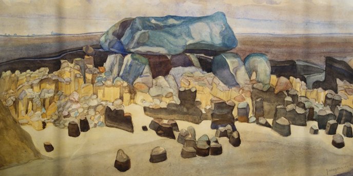 Hunnebed, aquarel door Jan Wiegers, 1918