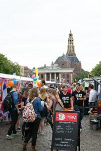 Information booths at the Vismarkt