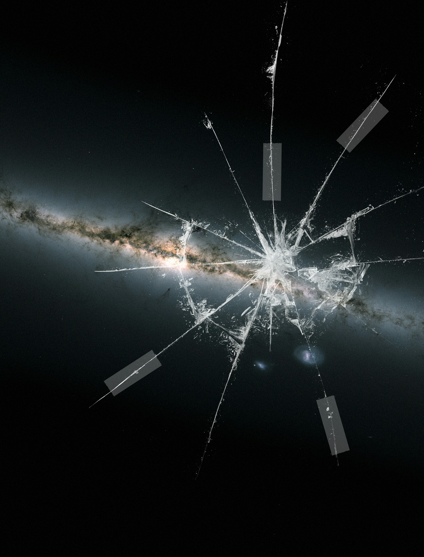 A broken piece of glass appears superimposed on the colour map of the Milky Way produced by the Gaia collaboration (April 2018). The broken glass symbolizes the perturbation the disk of our Galaxy experienced between 300 and 900 million years ago. (c): Edmon de Haro/iStock. Gaia sky in colours: ESA/Gaia/DPAC, A.Moitinho / A. F. Silva / M. Barros / C. Barata, University of Lisbon, Portugal; H. Savietto, Fork Research, Portugal.A broken piece of glass appears superimposed on the colour map of the Milky Way produced by the Gaia collaboration (April 2018). The broken glass symbolizes the perturbation the disk of our Galaxy experienced between 300 and 900 million years ago. (c): Edmon de Haro/iStock. Gaia sky in colours: ESA/Gaia/DPAC, A.Moitinho / A. F. Silva / M. Barros / C. Barata, University of Lisbon, Portugal; H. Savietto, Fork Research, Portugal.