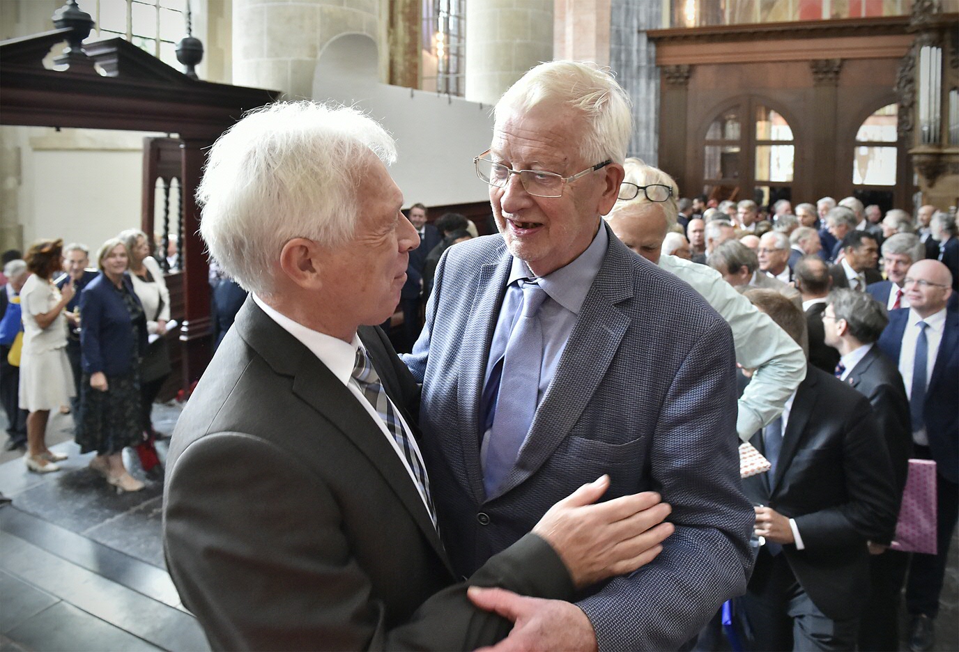 Sibrand Poppema met een van zijn voorgangers Erik BleuminkSibrand Poppema with one of his predecessors Erik Bleumink