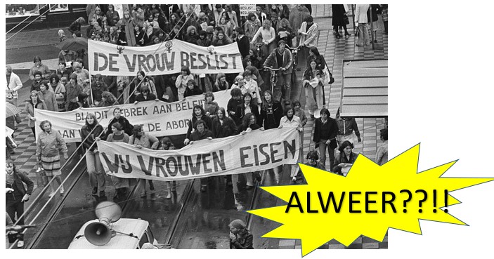 Foto van een protest van Baas in eigen buik