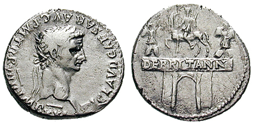 Roman coin with Claudius’ image struck at the time of the expulsion of the Jews (49-50 CE). The reverse side commemorates the emperor’s triumphs in Britannia.