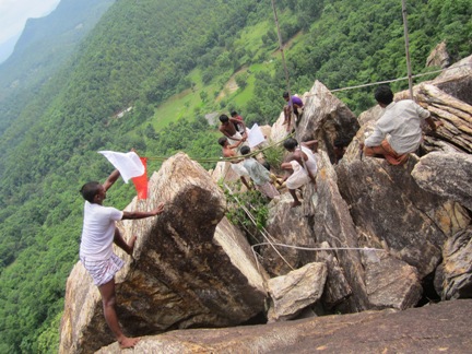 Marking the mountain as abode of a deity. Jharkhand, India