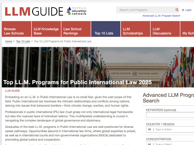 LLM-Guide.com Top 10 for Public International Law