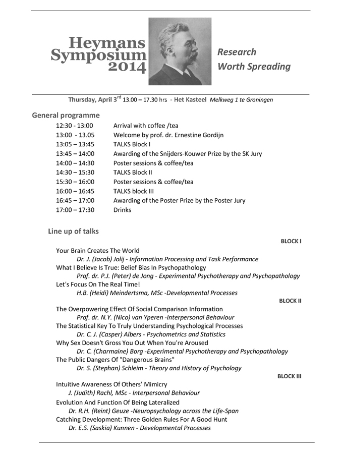 2014 programme Heymans Symposium