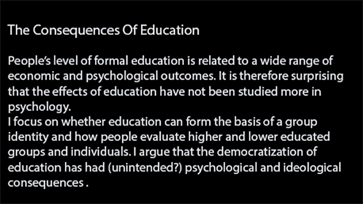 The Consequences Of Education - dr. Toon Kuppens