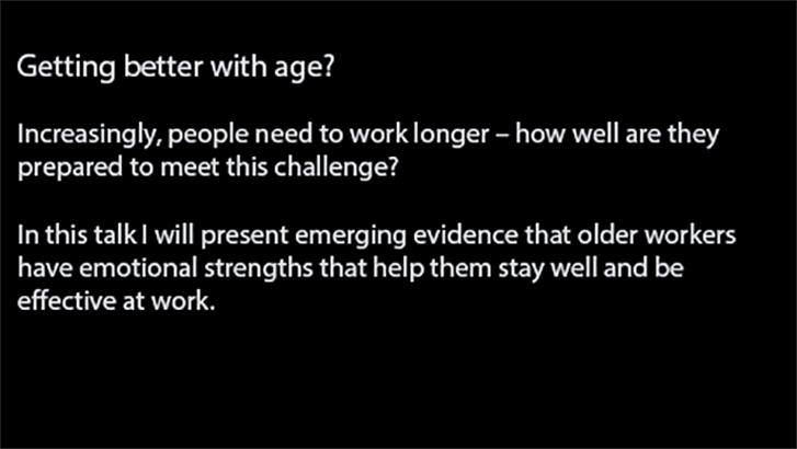 Getting Better With Age? - dr. Susanne Scheibe