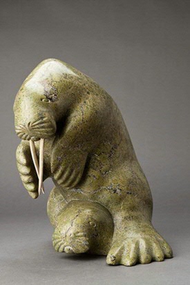 Walrus, soapstone Inuit art