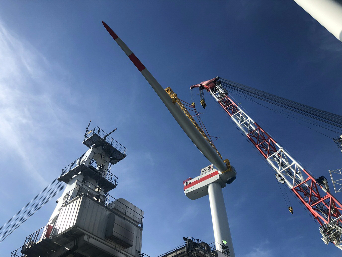 wind turbine during installation.