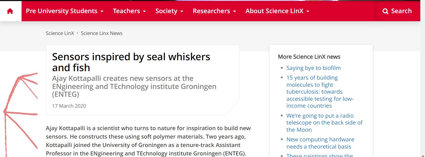 A screen capture of the title and the introduction of the article on the University of Groningen website