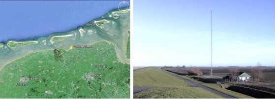 figure 1: Position of station Lutjewad, figure 2: Lutjewad tower and laboratorium