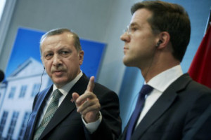 Prime Minister Rutte and Prime Minister Erdogan in debate. Fotocredit: ANP.