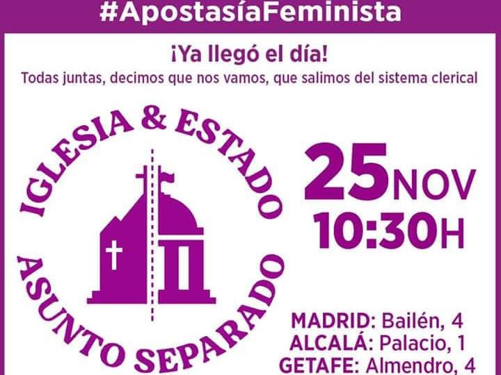 Image of the feminist apostasy campaign that took place in Madrid on 25 November 2019. Used with authorization. Taken from Facebook.