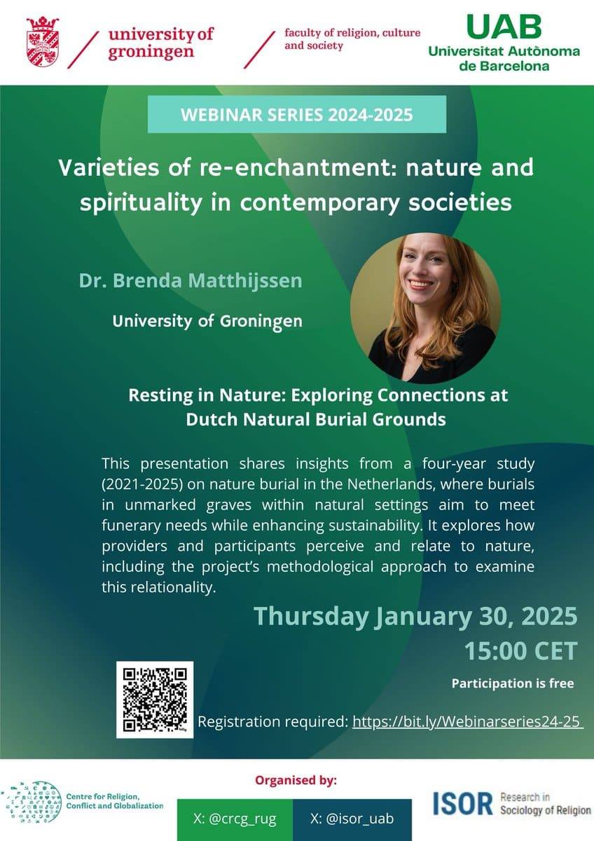 Poster for the 2024–2025 webinar Varieties of re-enchantment: nature and spirituality in contemporary societies