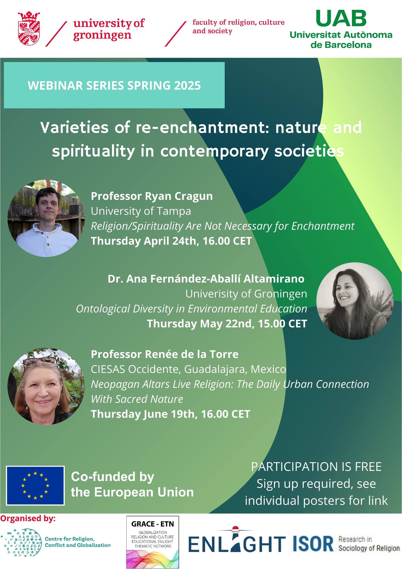 promotional poster for the Spring 2025 edition of the webinar series