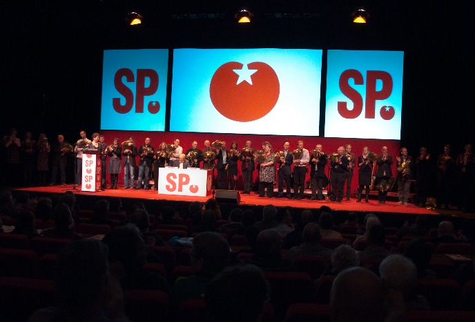 Het nieuwverkozen SP-partijbestuur op het partijcongres van 2010