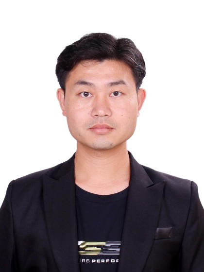 A profile picture of Hailong Liu wearing a black T-shirt and a black blazer