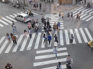 Diagonal zebra crossing at main gate PNU