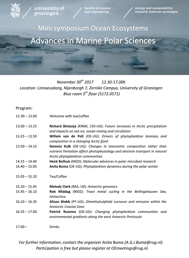 Program mini symposium Advances in Marine Polar Sciences