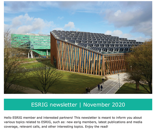 ESRIG newsletter | November | News | University of Groningen