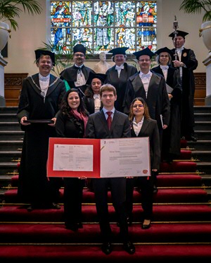 Wytse Talsma (Middle) after receiving his PhD. Photo by Hendrik Sikkema