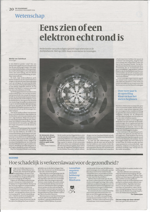 Article in Dutch Newspaper Volkskrant, 5 dec 2016