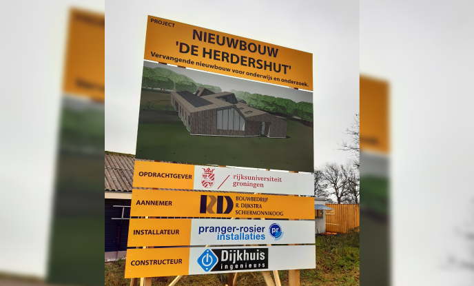 Bouwbord HerdershutConstruction sign