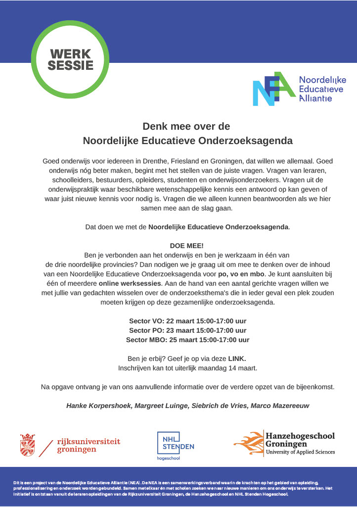 NEO werksessie uitnodiging