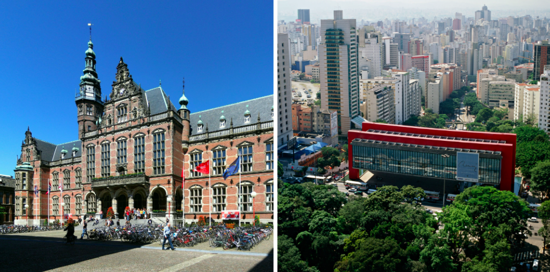 University buildings in Groningen and São Paolo