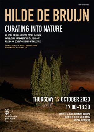 Event poster with photograph of a tree against a dark sky.
